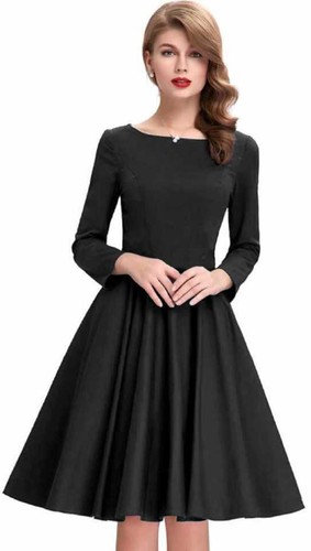 Black Tafeta Silk Party Dress Women Fashion Attires Customize Size Stitching Top - Picture 4 of 5