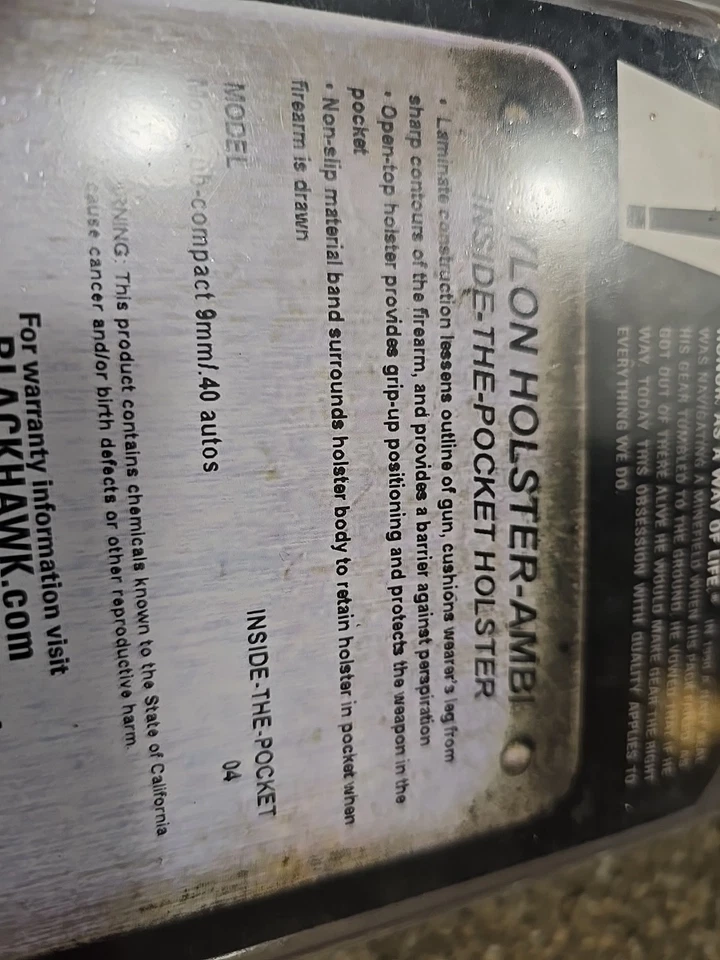 Blackhawk! Nylon Inside-the-Pocket AMBI Holster for most Compact 9/40 - Image 4 of 4