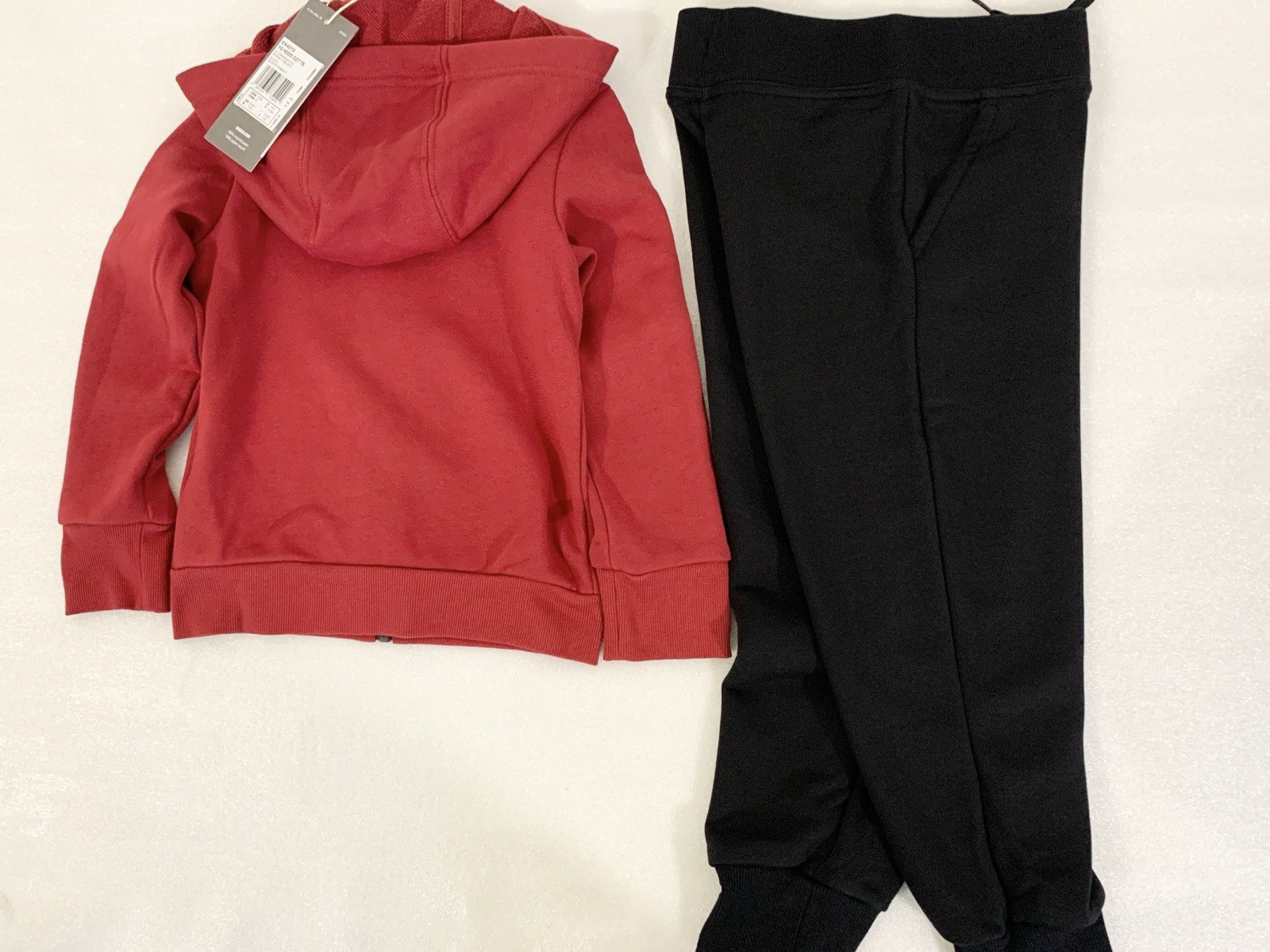 adidas Girls Tracksuit Set Red Hoodie Black Joggers UK 5–6Y EU116 EK4312 BNWT image 2