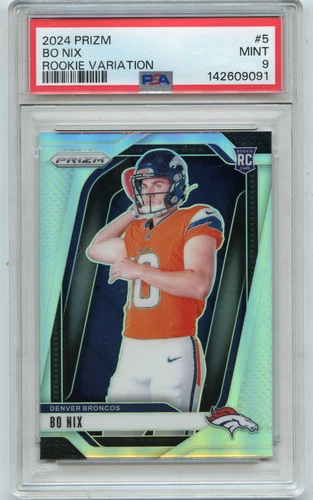 2024 PANINI PRIZM #5 BO NIX "ROOKIE VARIATION SILVER PRIZM" RC, PSA 9 MINT (091)