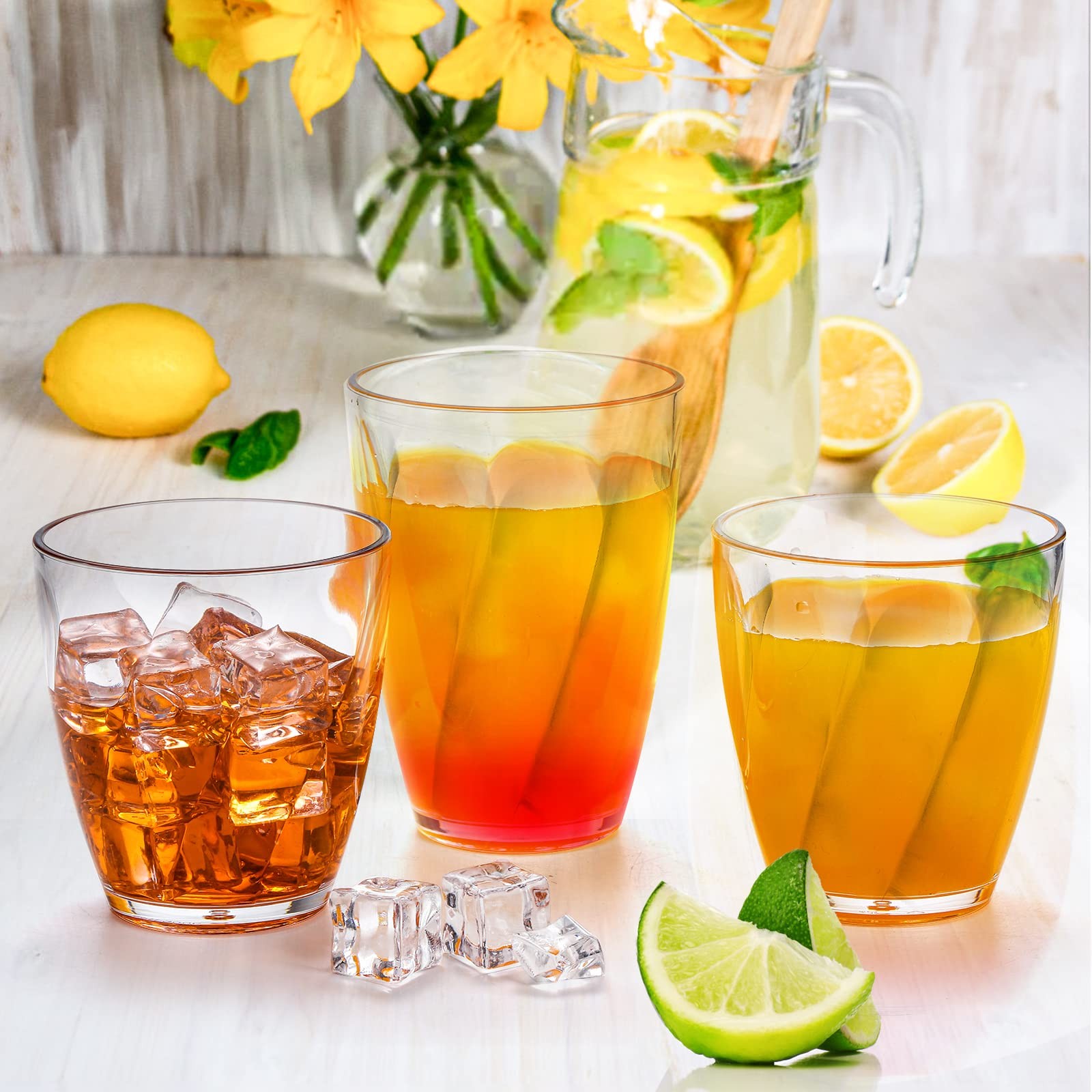 New Lawei Set of 8 Plastic Drinking Glasses, 10oz and 13oz Reusable Shatterproof