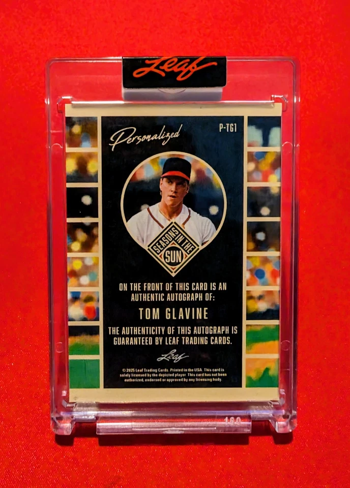 🔥Tom Glavine Auto 4/5 -2025 Leaf Seasons in the Sun Personalizado "2 x CY Young" Foto 2 de 3