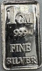 .999 Fine Pure Silver Bar 1 Gram Total Weight Generic Mint,FUN.