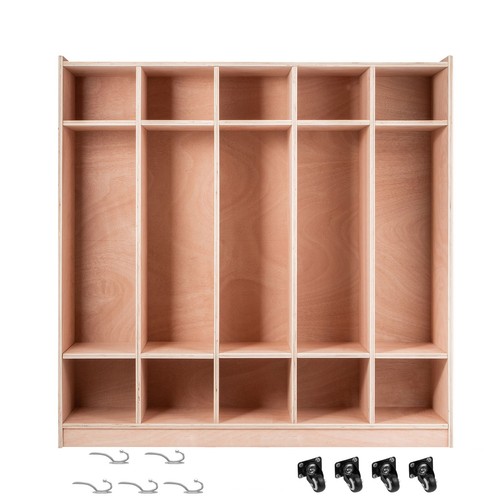 Coat Locker 5-Section Daycare Cubby Coat Rack 5 Hooks and Storage Boxes - Picture 9 of 12