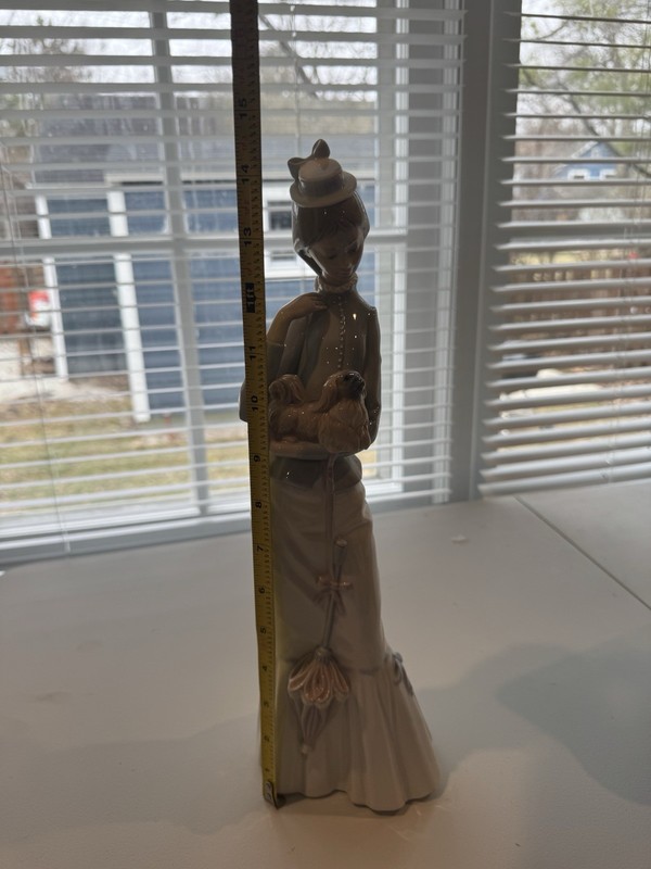 Lladro Porcelain Figurine Walk with the Dog #4893 Lady w/ Dog & Parasol