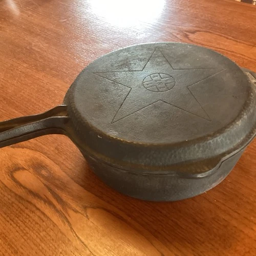 Vintage Lodge 4 In 1 Star Cast Iron 10" Skillet With Hinged Lid Hammered