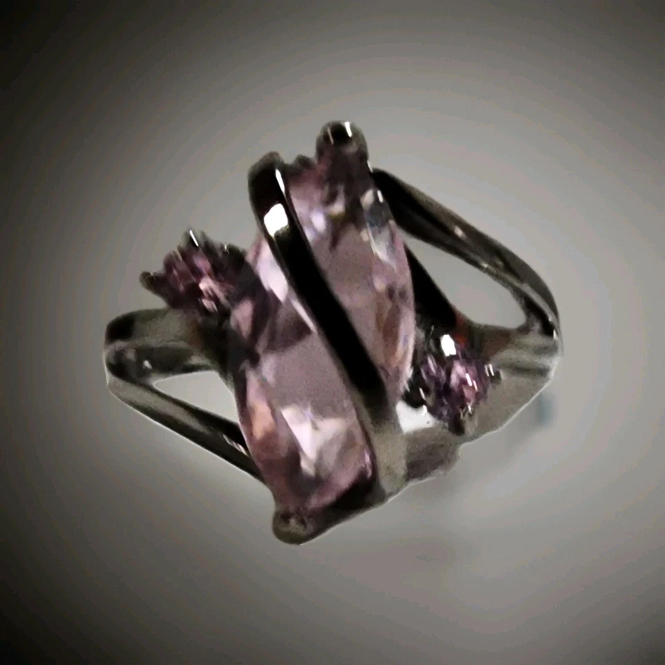 Impresionante Anillo Rosa Marquesa Circonita, Plata de Ley 925 Negro Rodio Chapado Talla 11 Foto 4 de 4