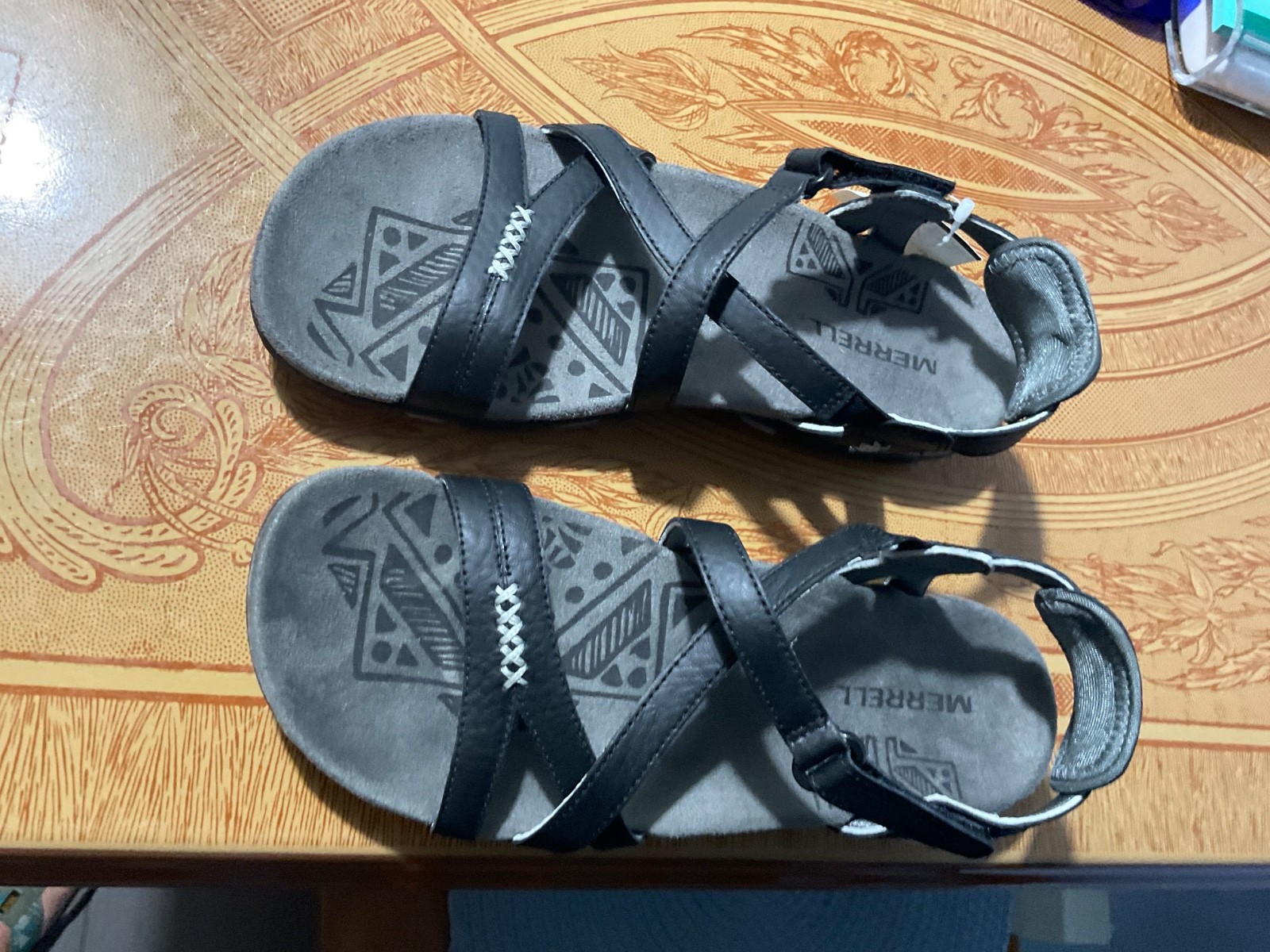 Merrell Sandspur Rose sandalo donna nero in pelle con slingback taglia 6 nuovo con etichette