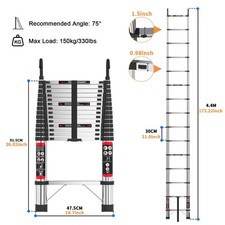 5M Heavy Duty Multi-Purpose Stainless Steel Telescopic Ladder No-slip