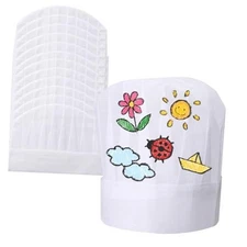 12 Pack Chef Hats for Kids, Disposable Chefs Hat Bulk DIY Kids Chef Cap for 
