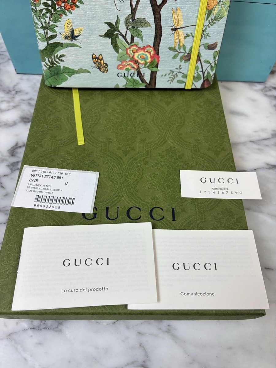 Gucci Blue Floral Tian Leather Multicolor Notebook - NWT w/ Dust