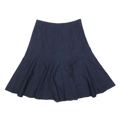 LARRY LEVINE Damen Blaue Flare Midi Baumwollmischung Rock Größe M 28'' 30 in