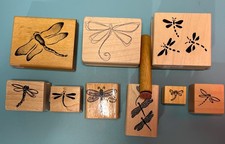 Vtg Dragonfly Wood Mounted Rubber Stamps. Lot Of 10. EUC