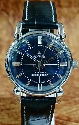 RARE Roamer Brevete Swiss Mens Manual Watch Blue Face - Image 4 of 4