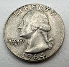 1964 Denver Mint USA Washington Quarter Dollar 90% Silver 25c Coin Mint D B13