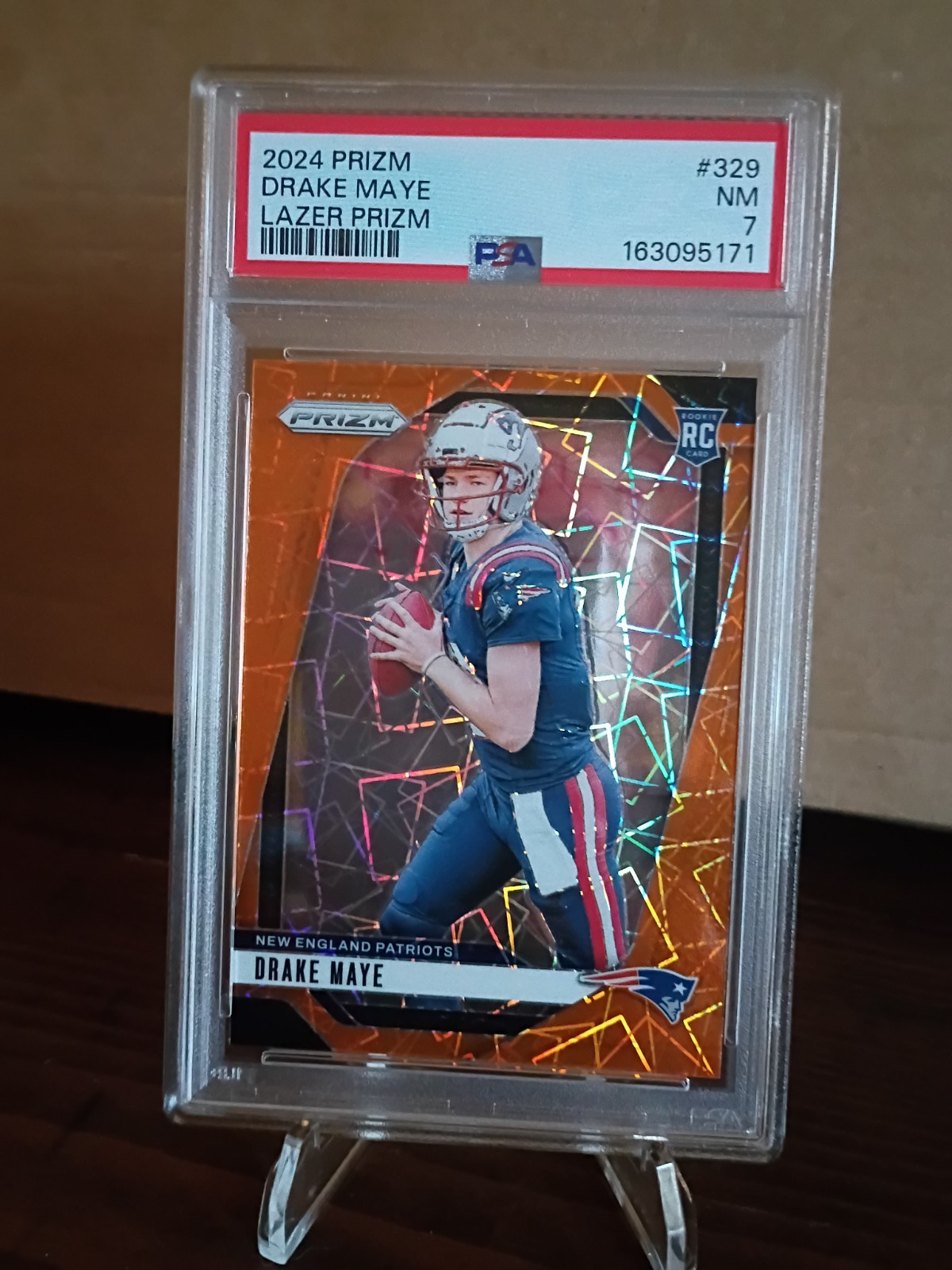 2024 Panini Prizm Rookie Drake Maye #329 Lazer Prizm (RC) Patriots