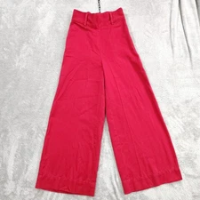 Frances Valentine Pant Sz 2 High Waist Wide Leg Side Zip Cotton Blnd Lightweight