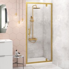 Brushed Brass Pivot Door For Shower Enclosure 900mm - 1000mm - 6mm Glass Screen