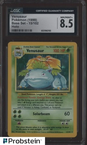 1999 Pokemon Base Set #15/102 Venusaur Holo CGC 8.5 NM-MT+