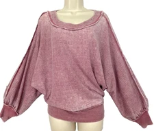 Rose pink AMERICAN RAG oversized top S thermal long sleeve waffle shirt mauve