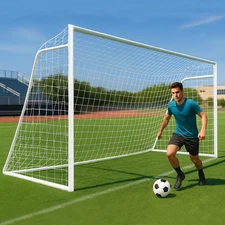 16x7ft Soccer Goals for Backyard, Steel Frame with 6 Cones for Teens/Adults