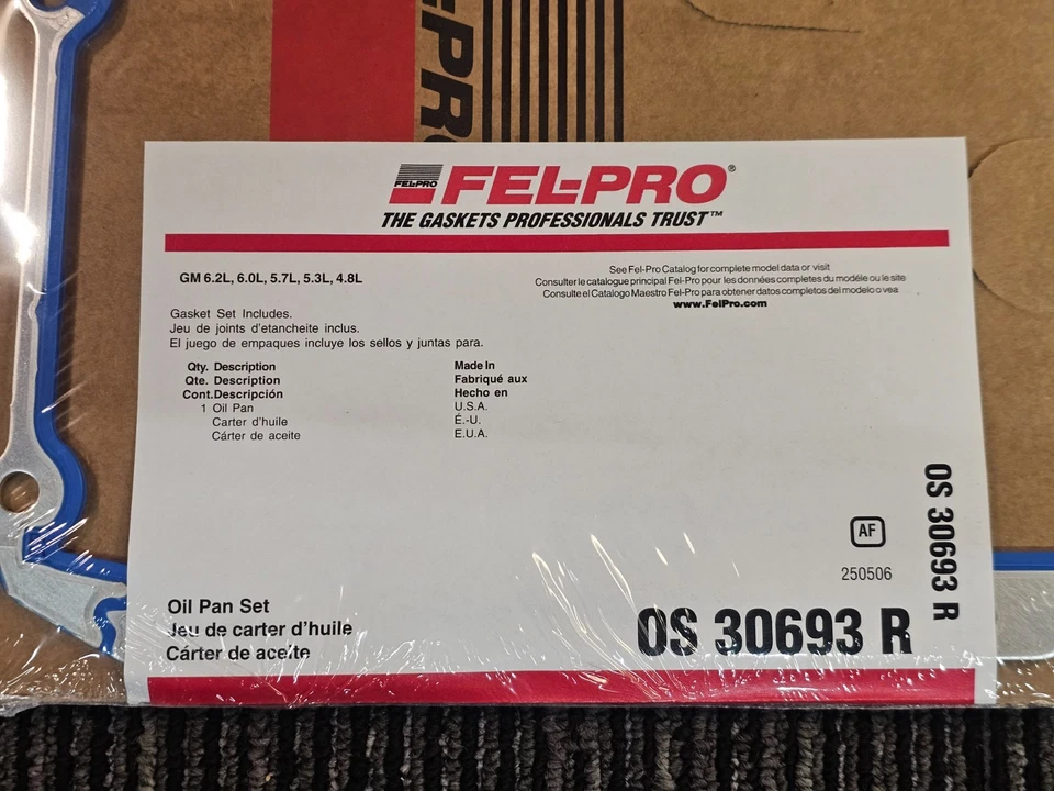 Junta de cárter de aceite de motor FEL-PRO OS 30693 R para Chevrolet Silverado 1500 Foto 2 de 4
