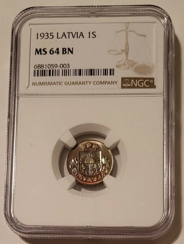 Latvia 1935 1 Santims MS64 BN NGC Nice Toning