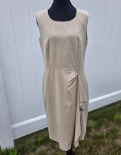 Calvin Klein Womens 6 Beige Sheath Dress Sleeveless Asymmetrical Career