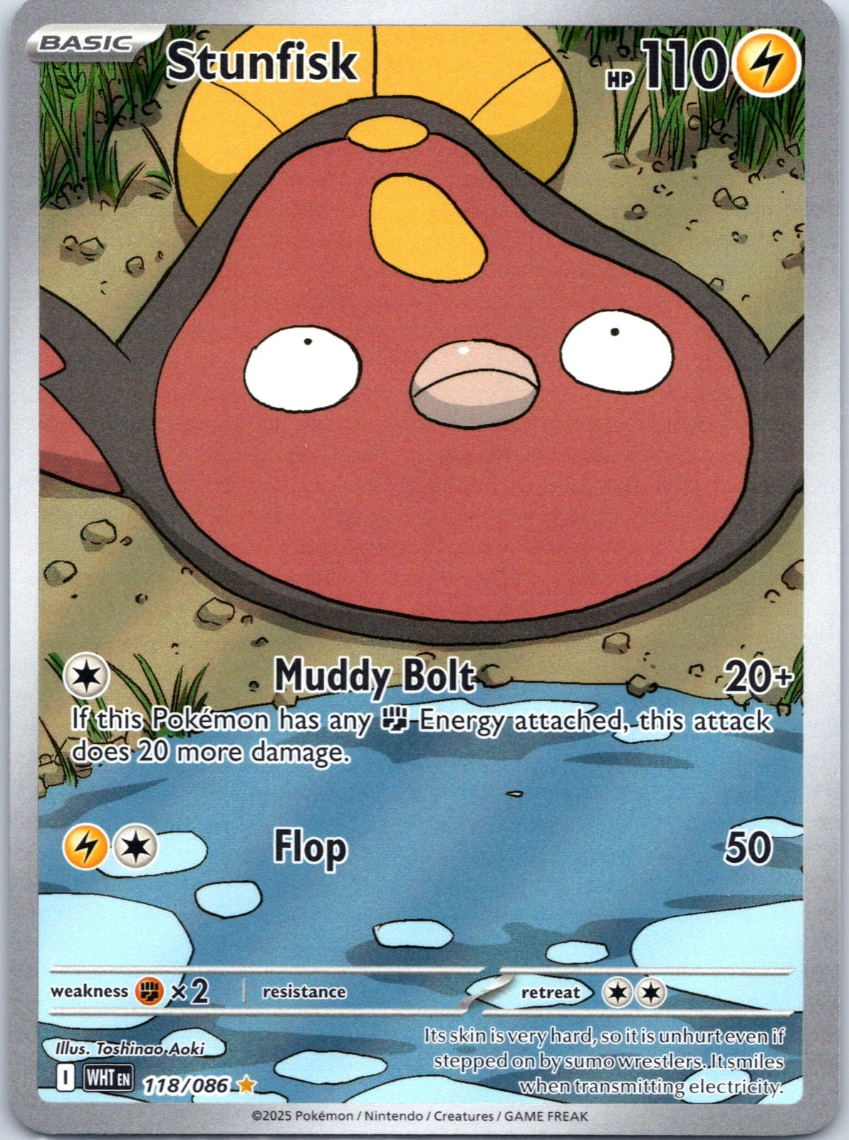 Pokemon Stunfisk Illustration Rare White Flare English Card 118/086