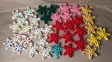 37 Vtg Plastic Canvas Needlepoint Beaded Christmas Star Ornaments Handmade