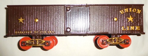 IVES ---- 14" UNION LINE BOXCAR for CANNONBALL set CAST IRON FLOOR TRAIN