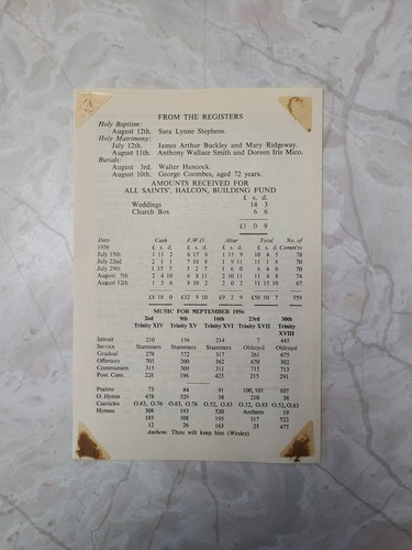 1956 Church Informational Bulletin September 21st 1956 20th Taunton Scout Troop - Picture 3 of 3