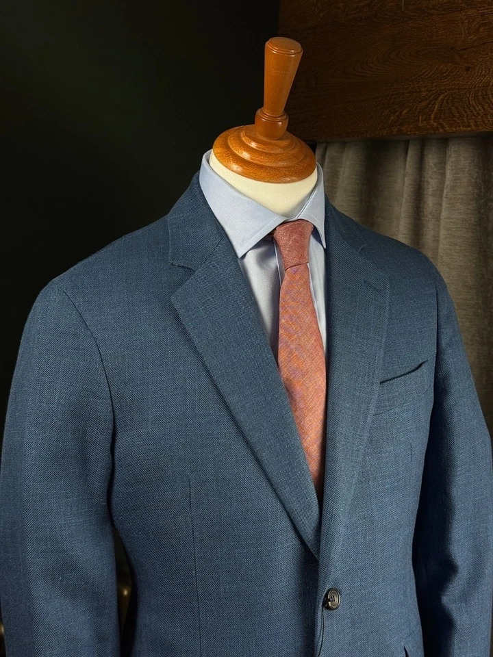 Pre-Owned Mens Hackett Mayfair Blue Loro Piana Wool-Silk-Linen Blend Blazer 40R - Image 2 of 4