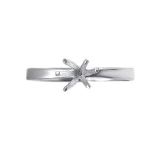 6mm Round Semi Mount Ring 925 Sterling Silver Minimalist Solitaire Setting Ring
