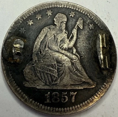 1857 Seated Liberty Silver Quarter Love Token Exact Coin Imaged #SL316