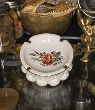 Vintage "Bubble" Rose Print Ceramic Ashtray