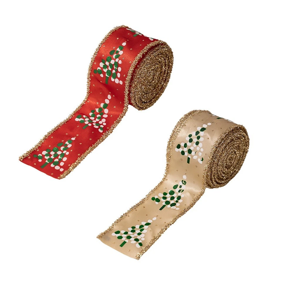Pour Noël Rubans Tissu Imprimés avec Motif Écharpe pour Artisanat de Vacances - Photo 2/4