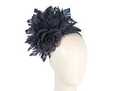 Navy sinamay  feather flower fascinator by Max Alexander 100 AU Seller