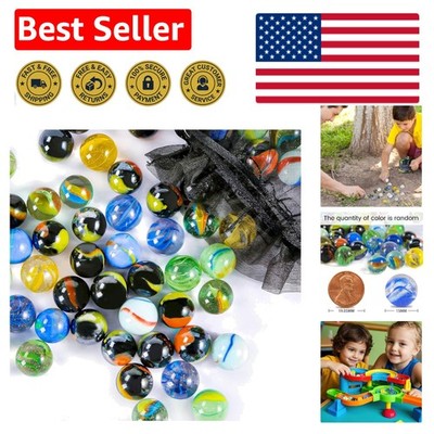 Quality Multicolored Glass Marbles - 60 Bulk Pack for Fun & Learning