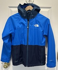 The North Face Boys 10-12 Dryvent Coat Jacket Hood Waterproof Blue Fleece Lined