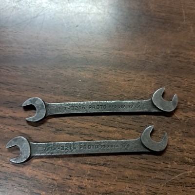 Qty 2 Proto Small Wrenches 3215 & 3216 Ignition 1/4 & 7/32