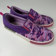 Minecraft Girls Purple Pink Block Pattern Slip On Canvas Shoes Size US 6 EU 38.5