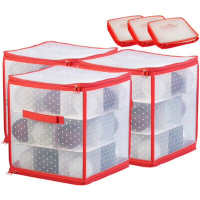 infactory 3er Set Aufbewahrungsbox für 27 Christbaumkugeln bis 10 cm, Tragegriff