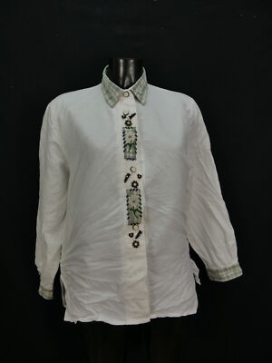 Gr.40 Trachtenbluse Bluse Hammerschmid weiß Baumwolle Edelweiß Stickerei TB2738