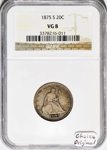 1875-S Twenty Cent NGC VG-08; Choice Original
