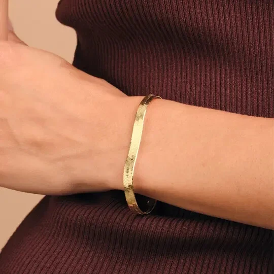 Brazalete de cadena de espiga de oro de 5 mm de plata de ley 925 hecho en Italia - 7" y 8" Foto 4 de 4