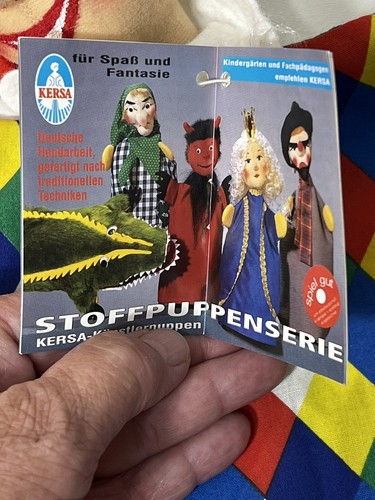 Vintage German Kersa Pretend Play Felt Hand Puppet Multi Colored Jester W/ Tags - Picture 21 of 24