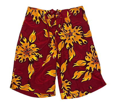 Flame Boys Board Shorts M 10 / 12 Piping Hot Red Orange Priority Mail Ship