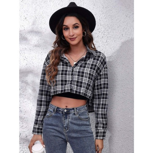Button Down Printed Cropped Jacket