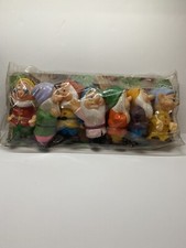 Disney Vintage Set Of 7 Dwarfs Rubber Dolls Toys 5.5" Snow White Seven Bath Toys